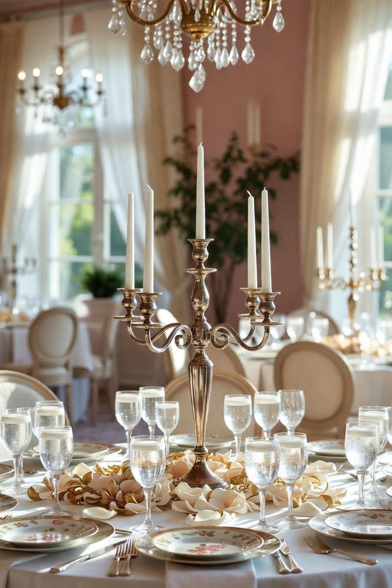 Brass candelabra reception