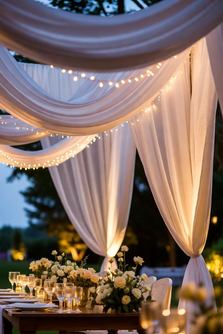 Evening drapery and string lights