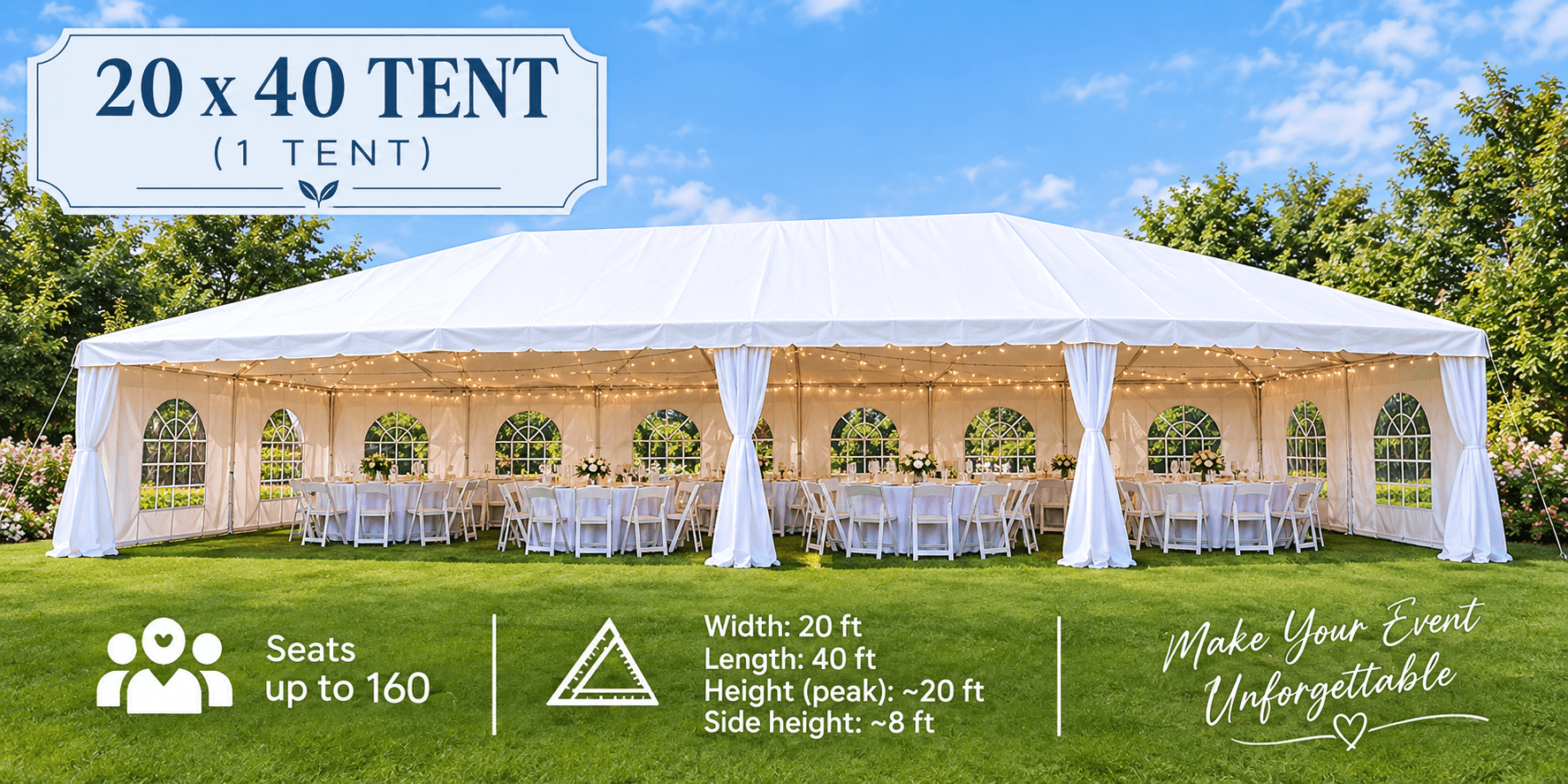 Grand Ivory Frame Tent 20×40