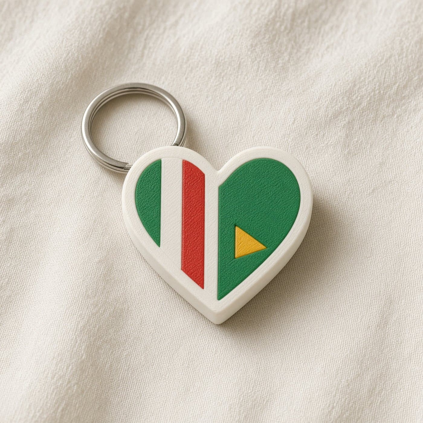 Dual Culture Heart Keychain