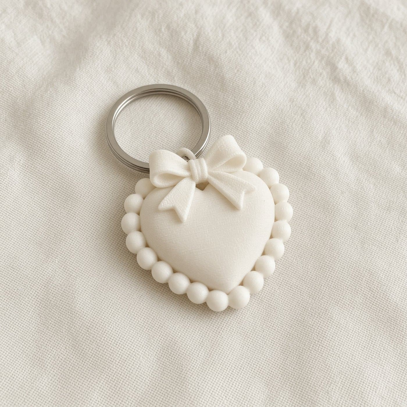 Pearl Bow Heart Keychain